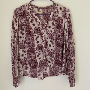 Floral Hollister Button Up Blouse